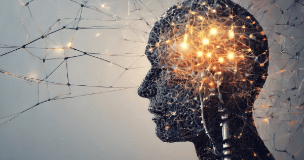 An abstract illustration shows a human profile filled with a glowing, intricate network of neural connections.